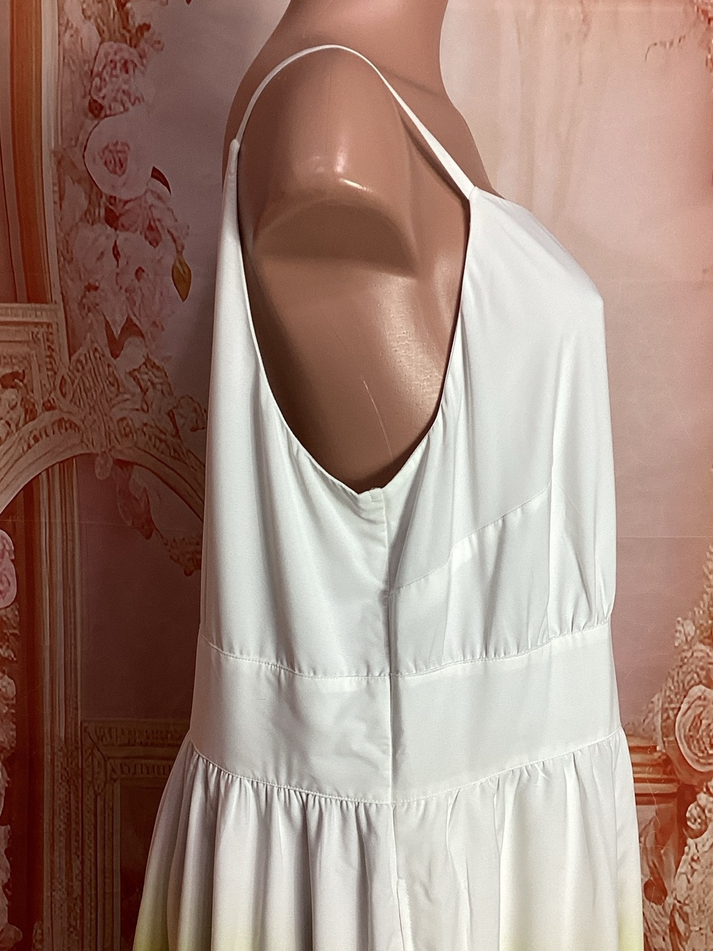 White to Lime Ombre Spaghetti-Strap Maxi Dress - Picture 10 of 15